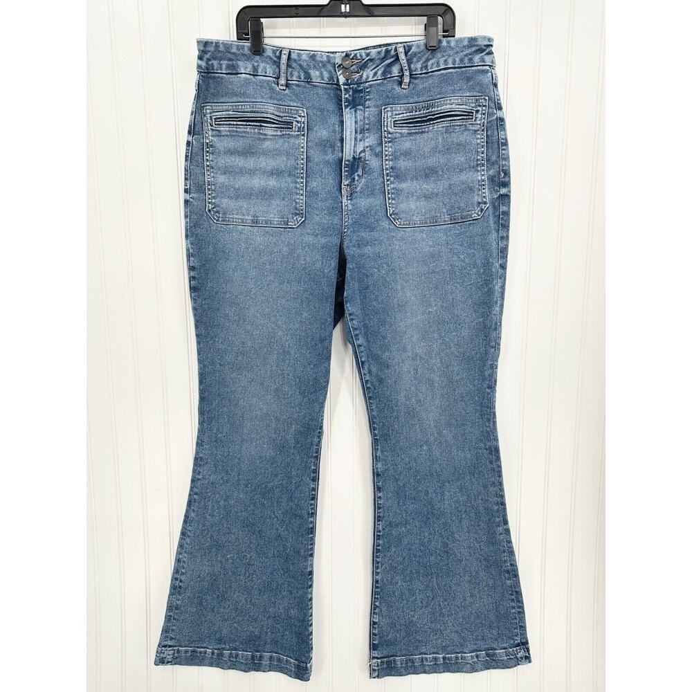 American Eagle Flare Jeans 20 Curvy Super Hi Rise Next Level Blue Denim Boho